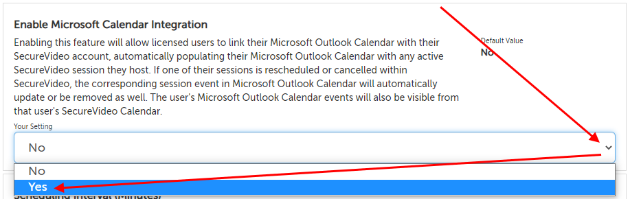 Arrow pointing to change selection